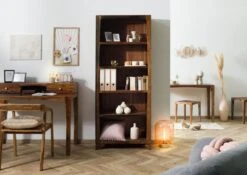 ANCONA #209 Scaffale In Legno Di Sheesham - Laccato / Marrone Scuro 80x33x195