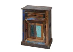 NATURE OF SPIRIT #100 Comodino In Legno Riciclato - Laccato / Multicolore 55x34x73 -Massivmoebel24 09 350 700 0001 9