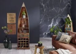 Scaffale In Legno Di Legno Riciclato 60x48x206 Multicolore Laccato NATURE OF SPIRIT #120 -Massivmoebel24 09 350 700 0021 3