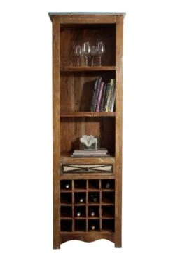 Porta Bottiglie In Legno Di Legno Riciclato 60x35x190 Multicolore Laccato NATURE OF SPIRIT #22 -Massivmoebel24 09 350 700 5121 9