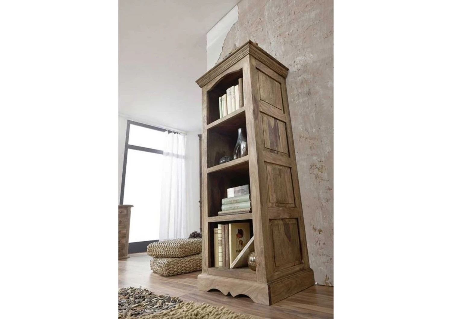 Scaffale In Legno Sheesham - Oliato / Grigio 56x45x145 LEEDS #14 6 Scaffale In Legno Sheesham - Oliato / Grigio 56x45x145 LEEDS #14 - immagine 4