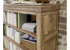 Scaffale In Legno Di Sheesham / Palissandro 120x38x100 Grigio Scuro Oliato LEEDS #15 -Massivmoebel24 09 350 750 0715 4