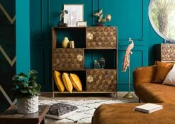 Scaffale In Legno Di Mango 130x40x142,5 Marrone Oliato DIAMOND #219