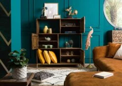 Scaffale In Legno Di Mango 130x40x142,5 Marrone Oliato DIAMOND #219 -Massivmoebel24 09 350 760 1019 4