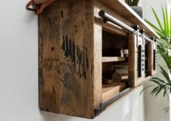 Mensola In Legno Di Mango 130x25x35 Mango Naturale Laccato RAILWAY #157 -Massivmoebel24 09 350 772 0057 5