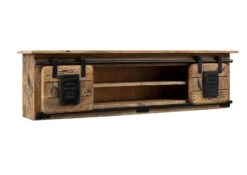 Mensola In Legno Di Mango 130x25x35 Mango Naturale Laccato RAILWAY #157 -Massivmoebel24 09 350 772 0057 9