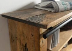 Mensola In Legno Di Mango 130x25x80 Mango Naturale Laccato RAILWAY #158 -Massivmoebel24 09 350 772 0058 7