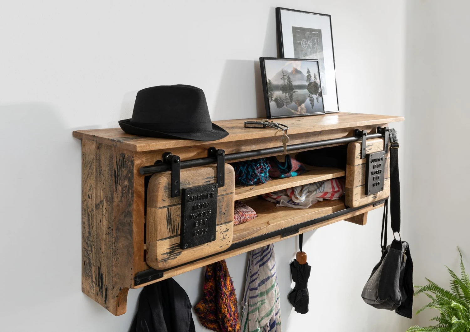 RAILWAY #159 Mensola In Legno Di Mango - Laccato / Natur 115x30x45 4 RAILWAY #159 Mensola In Legno Di Mango - Laccato / Natur 115x30x45 - immagine 2