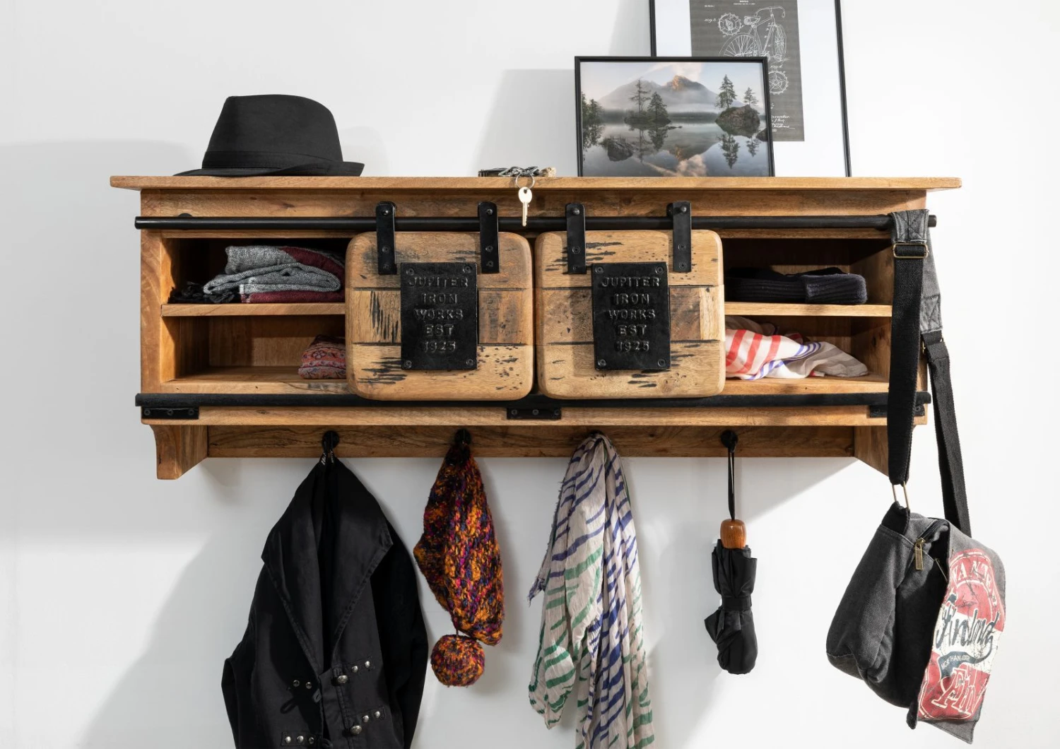 RAILWAY #159 Mensola In Legno Di Mango - Laccato / Natur 115x30x45 5 RAILWAY #159 Mensola In Legno Di Mango - Laccato / Natur 115x30x45 - immagine 3