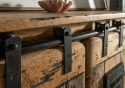 Mensola In Legno Di Mango 90x30x75 Mango Naturale Laccato RAILWAY #154 -Massivmoebel24 09 350 772 0060 7