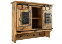 Mensola In Legno Di Mango 90x30x75 Mango Naturale Laccato RAILWAY #154 -Massivmoebel24 09 350 772 0060 9