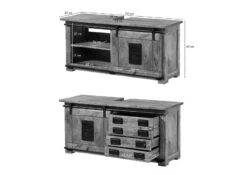 RAILWAY #377 Mobile Lavabo In Legno Di Mango - Laccato / Sbiancato 120x40x60 -Massivmoebel24 09 350 772 0077 8 2