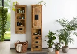 RAILWAY #179 Armadietto In Legno Di Mango - Laccato / Natur 50x35x195