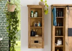 RAILWAY #180 Mobile Pensile In Legno Di Mango - Laccato / Natur 50x26x120