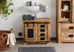 RAILWAY #182 Mobile Lavabo In Legno Di Mango - Laccato / Natur 70x40x60