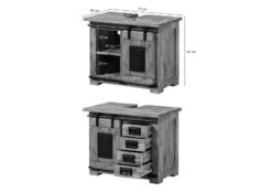 RAILWAY #282 Mobile Lavabo In Legno Di Mango - Laccato / Grigio 70x40x60 -Massivmoebel24 09 350 772 0082 8 1