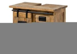 RAILWAY #182 Mobile Lavabo In Legno Di Mango - Laccato / Natur 70x40x60 -Massivmoebel24 09 350 772 0082 9