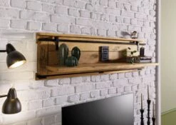 RAILWAY #190 Mensola In Legno Di Mango - Laccato / Naturale 160x25x38