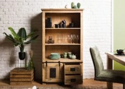 Regal Mango 100x45x175 Natur Lackiert RAILWAY #196 -Massivmoebel24 09 350 772 0096 04