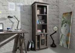 Scaffale In Legno Di Mango 60x45x180 Grigio Scuro Laccato RAILWAY #204