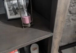 Scaffale In Legno Di Mango 60x45x180 Grigio Scuro Laccato RAILWAY #204 -Massivmoebel24 09 350 772 1005 4