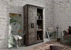 RAILWAY #215 Armadio In Legno Di Mango - Laccato / Grigio 100x50x190