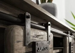 Mensola In Legno Di Mango 130x25x35 Grigio Scuro Laccato RAILWAY -Massivmoebel24 09 350 772 1057 7