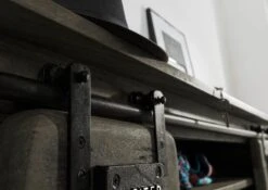 RAILWAY #259 Mensola In Legno Di Mango - Laccato / Grigio 115x30x45 -Massivmoebel24 09 350 772 1059 5