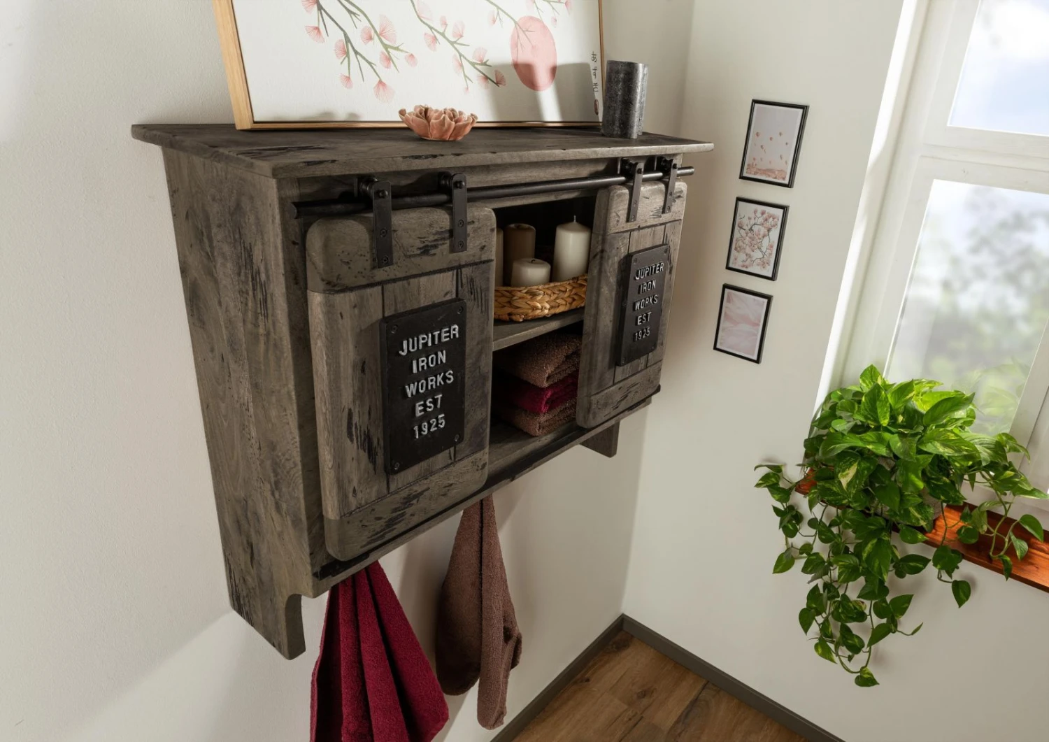 RAILWAY #260 Mensola In Legno Di Mango - Laccato / Grigio 90x30x75 4 RAILWAY #260 Mensola In Legno Di Mango - Laccato / Grigio 90x30x75 - immagine 2