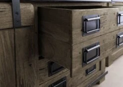 RAILWAY #277 Mobile Lavabo In Legno Di Mango - Laccato / Grigio 120x40x60 -Massivmoebel24 09 350 772 1077 5