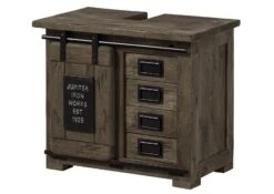 RAILWAY #282 Mobile Lavabo In Legno Di Mango - Laccato / Grigio 70x40x60 -Massivmoebel24 09 350 772 1082 9