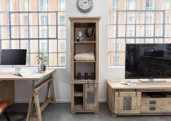 RAILWAY #304 Scaffale In Legno Di Mango - Laccato / Whitewash 60x41x180 -Massivmoebel24 09 350 772 2005 3