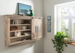 Mensola In Legno Di Mango 130x25x80 Sbiancato Laccato RAILWAY #358