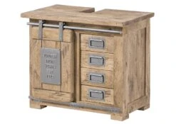 RAILWAY #382 Mobile Lavabo In Legno Di Mango - Laccato / Sbiancato 70x40x60 -Massivmoebel24 09 350 772 2082 9