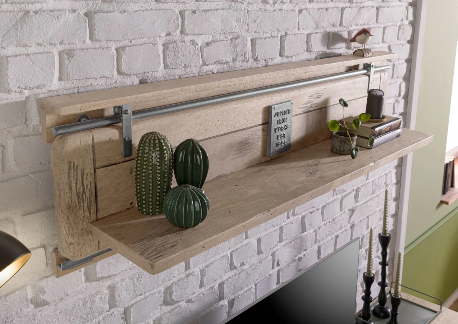 RAILWAY #390 Mensola In Legno Di Mango - Laccato / Sbiancato160x25x38 4 RAILWAY #390 Mensola In Legno Di Mango - Laccato / Sbiancato160x25x38 - immagine 2