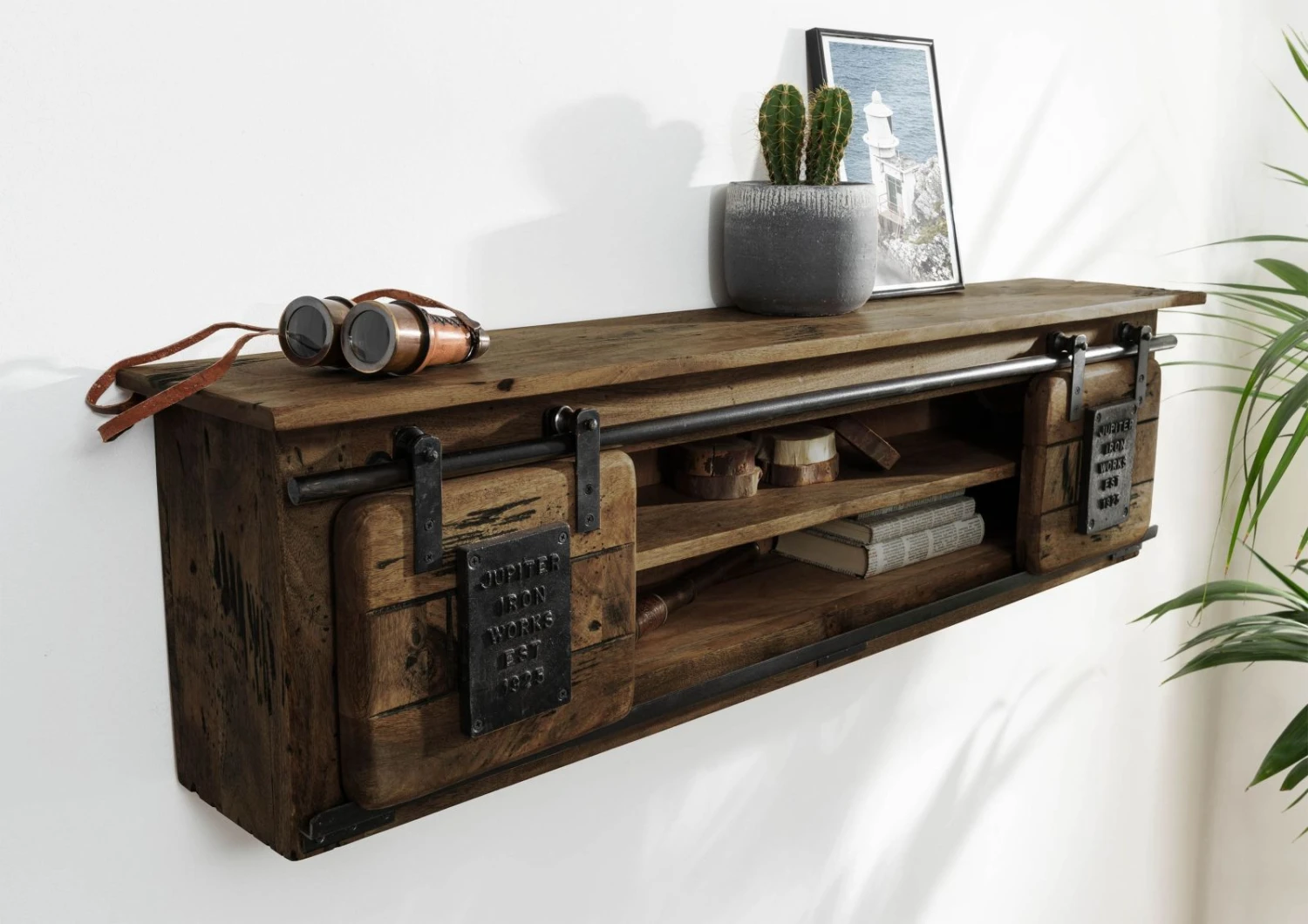 Wandregal Mango 130x25x35 Braun Lackiert RAILWAY #457 4 Wandregal Mango 130x25x35 Braun Lackiert RAILWAY #457 - immagine 2