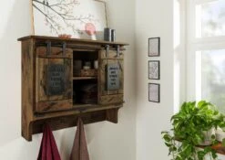 Wandgarderobe Mango 90x30x75 Braun Lackiert RAILWAY #454