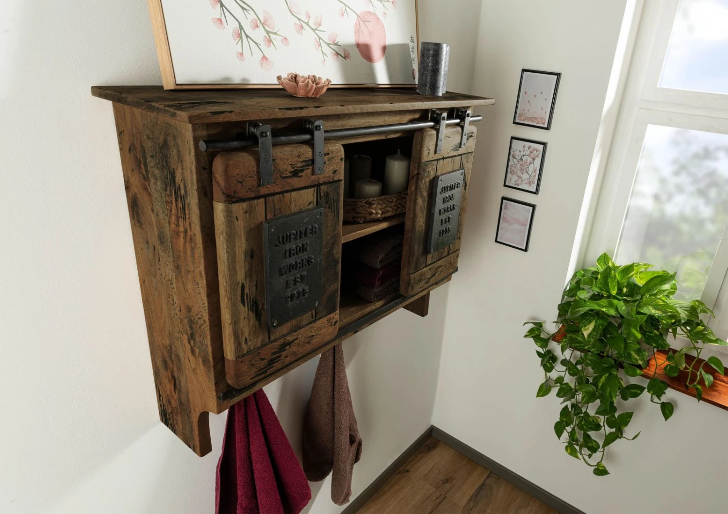 Wandgarderobe Mango 90x30x75 Braun Lackiert RAILWAY #454 4 Wandgarderobe Mango 90x30x75 Braun Lackiert RAILWAY #454 - immagine 2