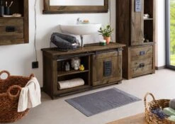 Unterschrank Mango 120x40x60 Braun Lackiert RAILWAY #477 -Massivmoebel24 09 350 772 3077 02