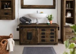 Unterschrank Mango 120x40x60 Braun Lackiert RAILWAY #477 -Massivmoebel24 09 350 772 3077 03