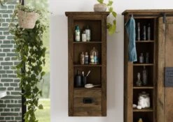 Hängeschrank Mango 50x26x120 Braun Lackiert RAILWAY #480