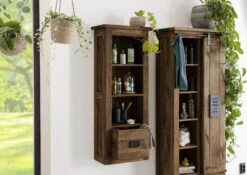 Hängeschrank Mango 50x26x120 Braun Lackiert RAILWAY #480 14 Hängeschrank Mango 50x26x120 Braun Lackiert RAILWAY #480 -Massivmoebel24 09 350 772 3080 03