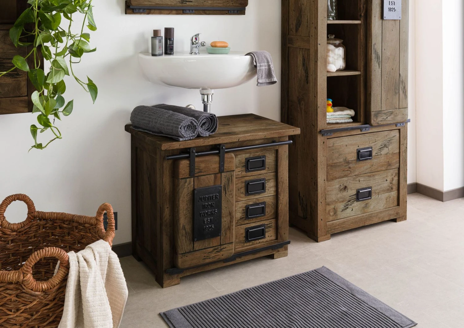 Unterschrank Mango 70x40x60 Braun Lackiert RAILWAY #482 4 Unterschrank Mango 70x40x60 Braun Lackiert RAILWAY #482 - immagine 2