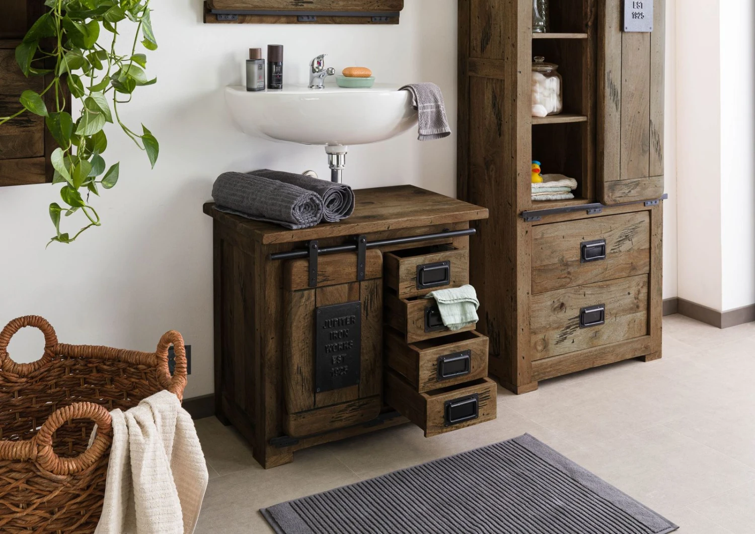 Unterschrank Mango 70x40x60 Braun Lackiert RAILWAY #482 5 Unterschrank Mango 70x40x60 Braun Lackiert RAILWAY #482 - immagine 3