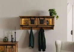 Mensola In Legno Di Mango / Legno Riciclato 115x30x45 Laccato Naturale RAILWAY LUX #150 -Massivmoebel24 09 350 773 0050 04