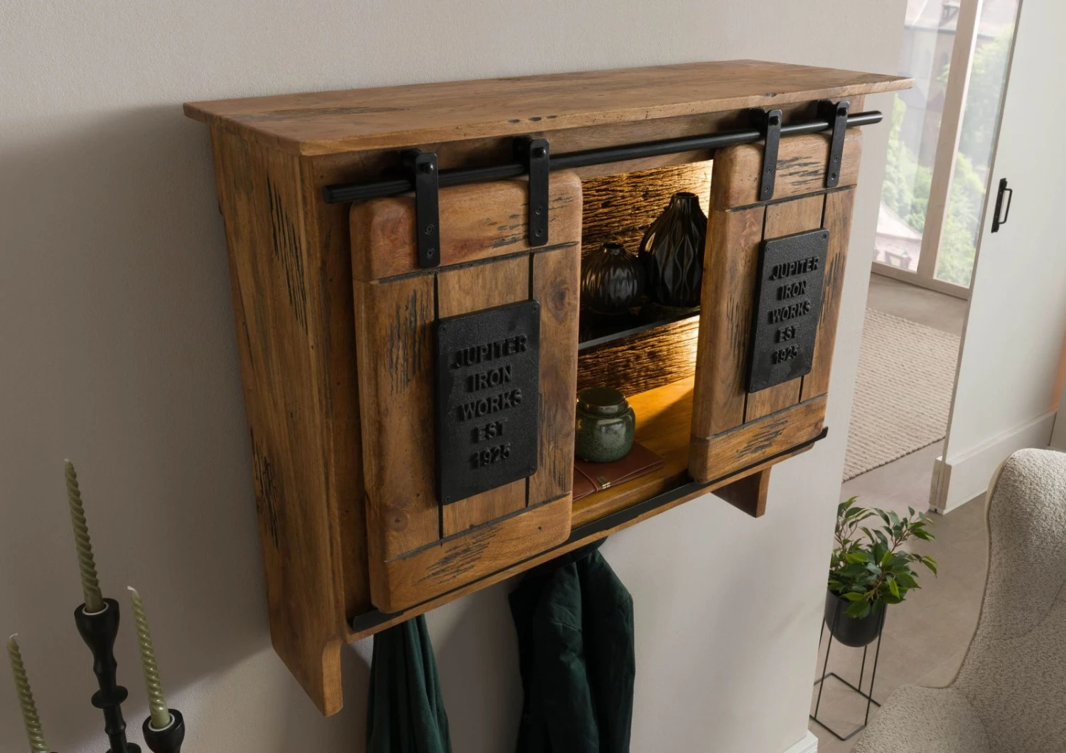 Mensola In Legno Di Mango / Legno Riciclato 90x30x75 Laccato Naturale RAILWAY LUX #151 4 Mensola In Legno Di Mango / Legno Riciclato 90x30x75 Laccato Naturale RAILWAY LUX #151 - immagine 2