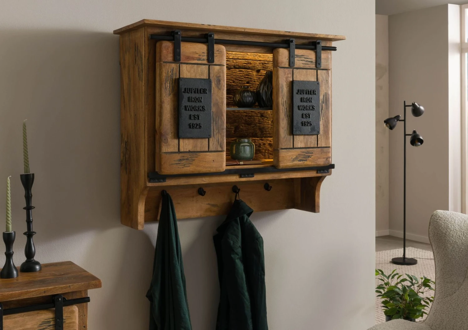 Mensola In Legno Di Mango / Legno Riciclato 90x30x75 Laccato Naturale RAILWAY LUX #151 5 Mensola In Legno Di Mango / Legno Riciclato 90x30x75 Laccato Naturale RAILWAY LUX #151 - immagine 3