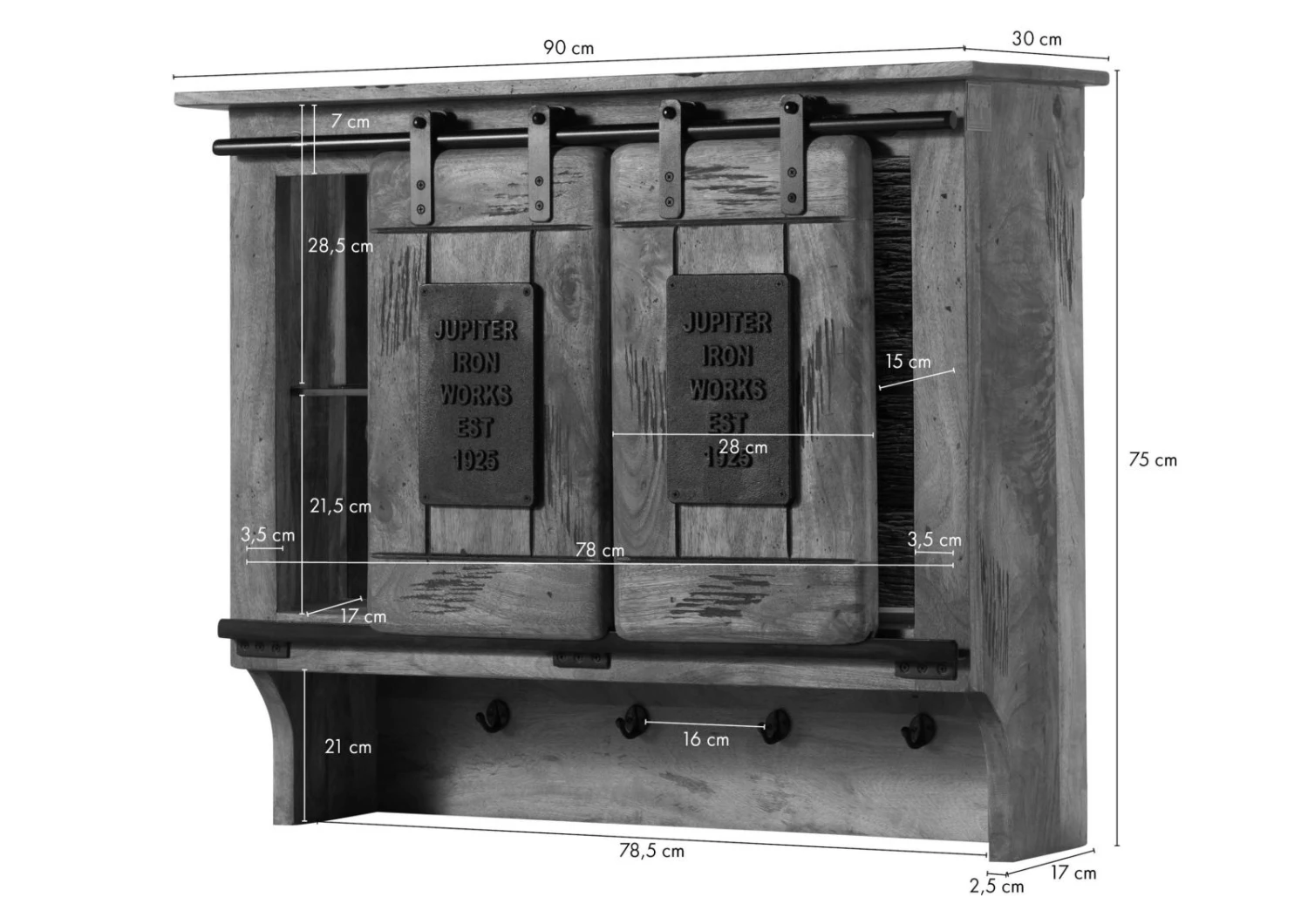 Mensola In Legno Di Mango / Legno Riciclato 90x30x75 Laccato Naturale RAILWAY LUX #151 10 Mensola In Legno Di Mango / Legno Riciclato 90x30x75 Laccato Naturale RAILWAY LUX #151 - immagine 8