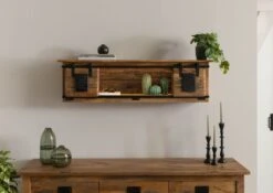 Mensola In Legno Di Mango / Legno Riciclato 130x25x35 Laccato Naturale RAILWAY LUX #152