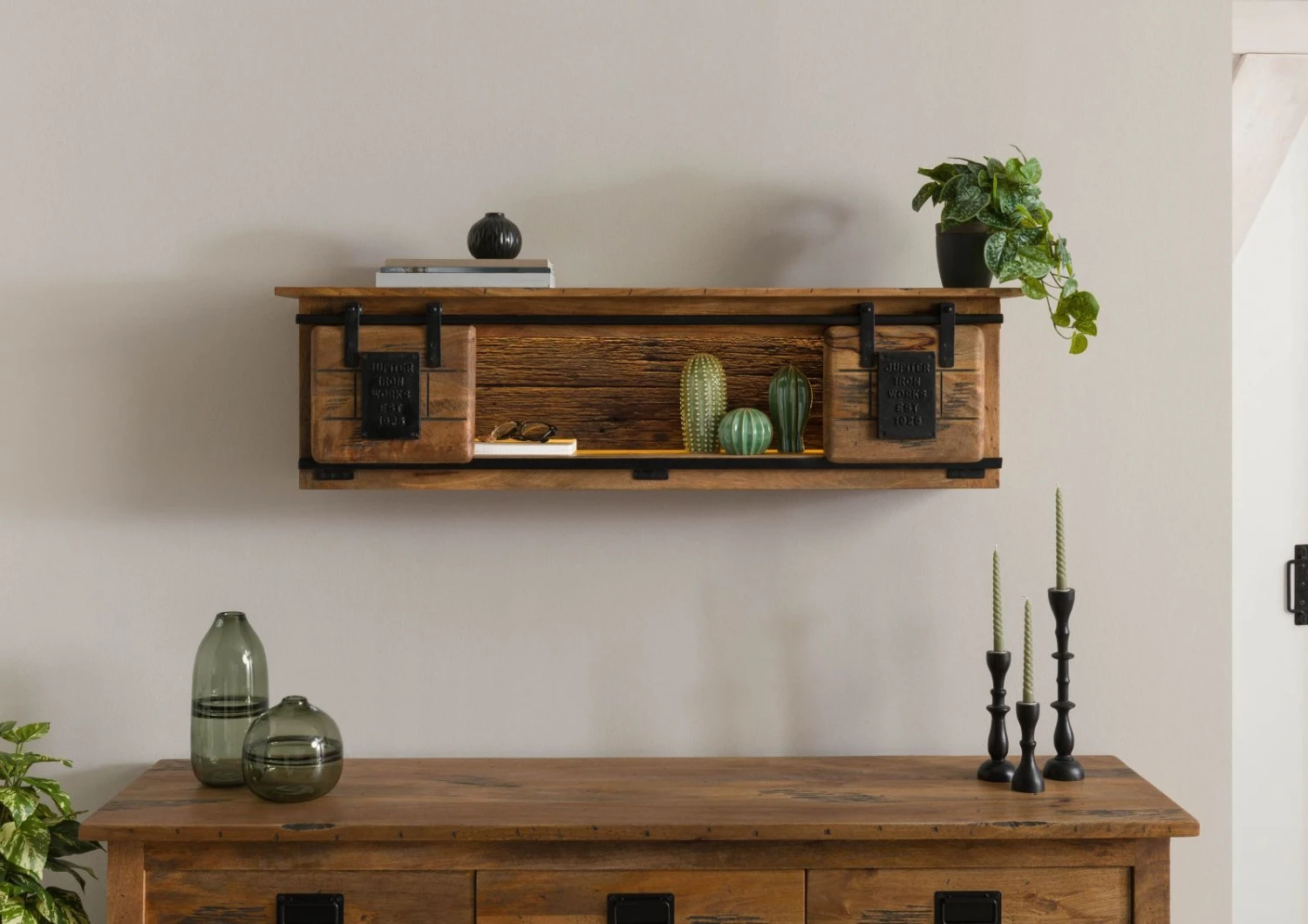 Mensola In Legno Di Mango / Legno Riciclato 130x25x35 Laccato Naturale RAILWAY LUX #152 3 Mensola In Legno Di Mango / Legno Riciclato 130x25x35 Laccato Naturale RAILWAY LUX #152